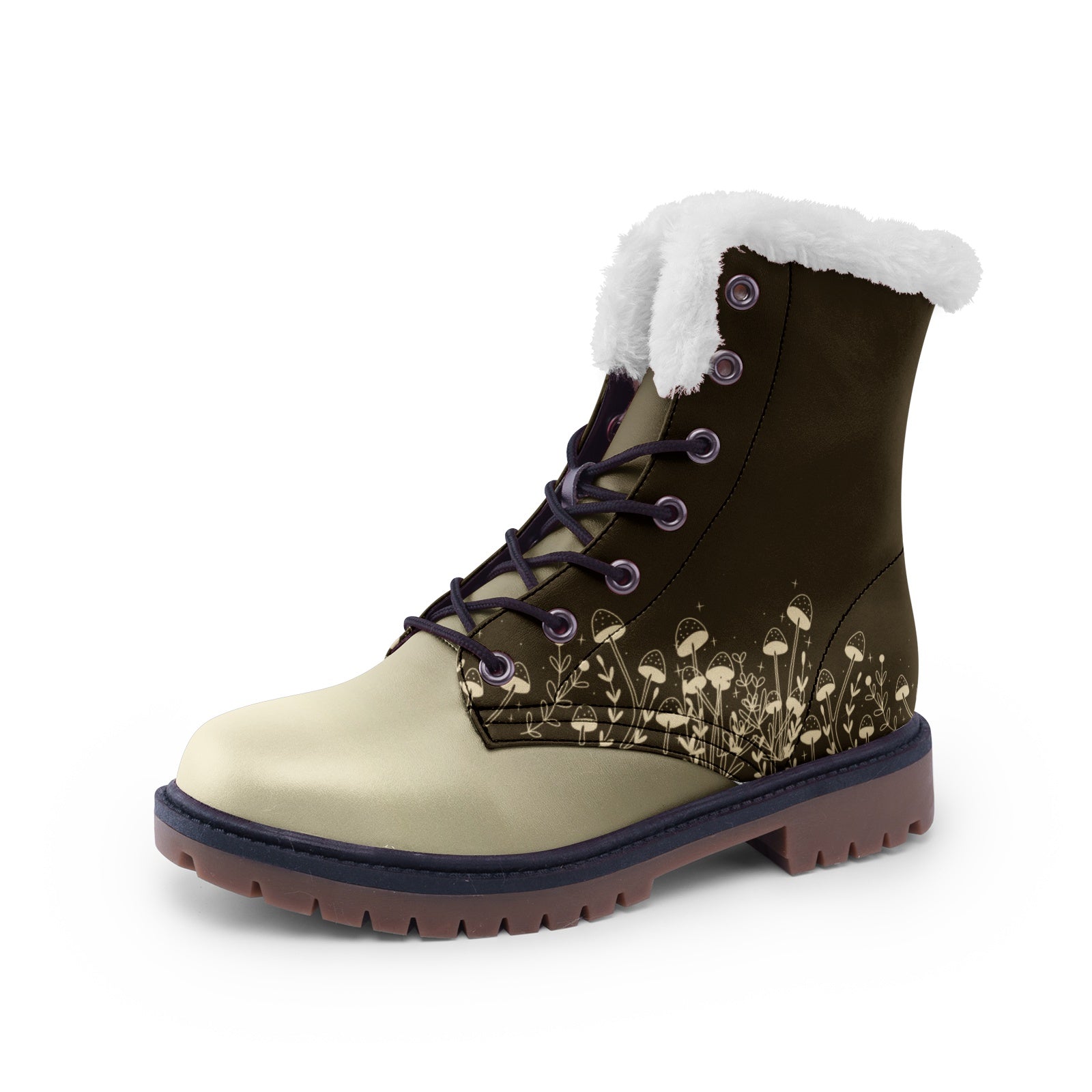 Walk In The Woods Brown and Beige Lace Up Vegan Leather Winter Chukka