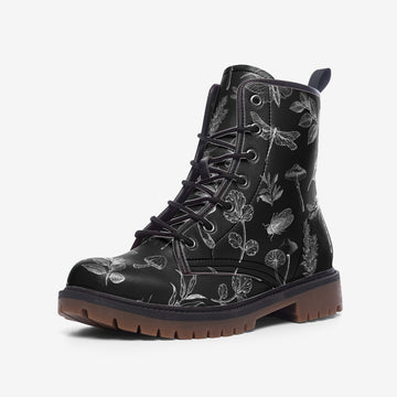 Earth Witch Magick Aesthetic On Black Vegan Leather Combat Boots