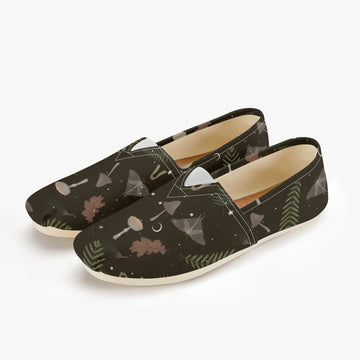 Naturecore Print On Dark Brown Canvas Shoes
