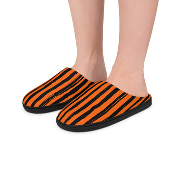 LIMITED EDITION || Black and Orange Grunge Stripes Unisex Indoor Slippers