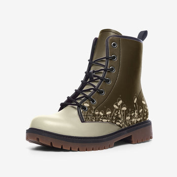 Walk In The Woods Brown And Beige Vegan Leather Combat Boots