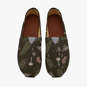 Naturecore Print On Dark Brown Canvas Shoes