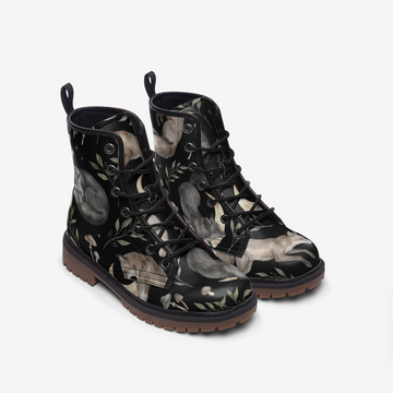 Foxes Of The Night Black Vegan Leather Combat Boots