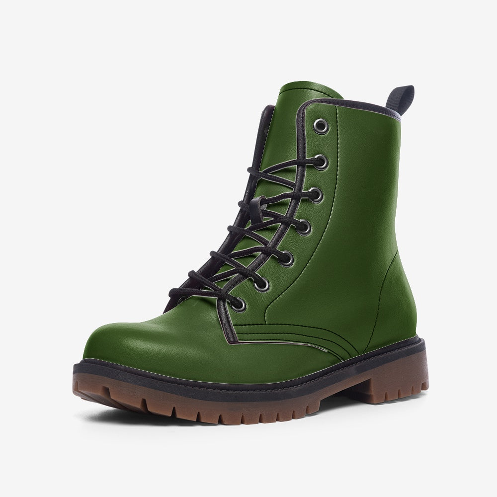 "Forest Green Academia" on Vegan Leather Combat Boots