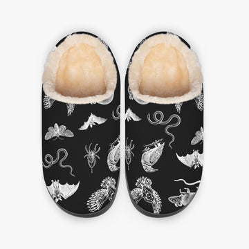 Dark Cottagecore Familiars Black Fluffy Bedroom Slippers