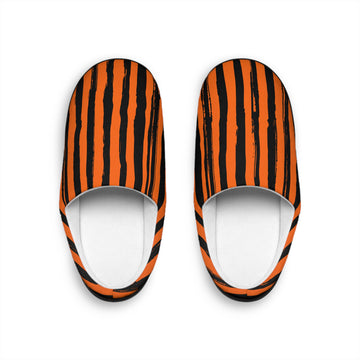 LIMITED EDITION || Black and Orange Grunge Stripes Unisex Indoor Slippers