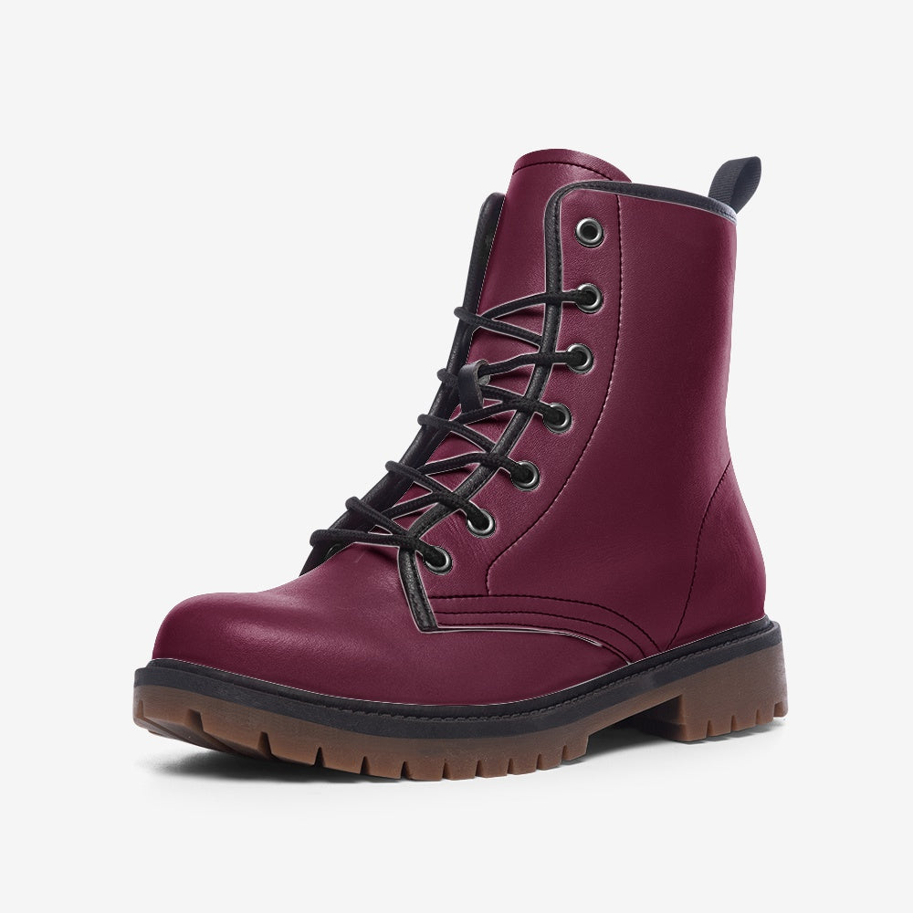 "Burgundy Dark Academia" Vegan Leather Combat Boots