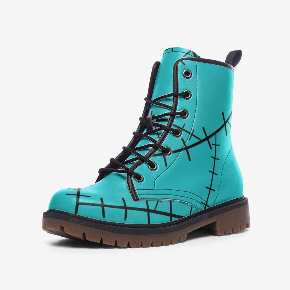 Inspired Blue Teal Ragdoll Skin Vegan Leather Combat Boots