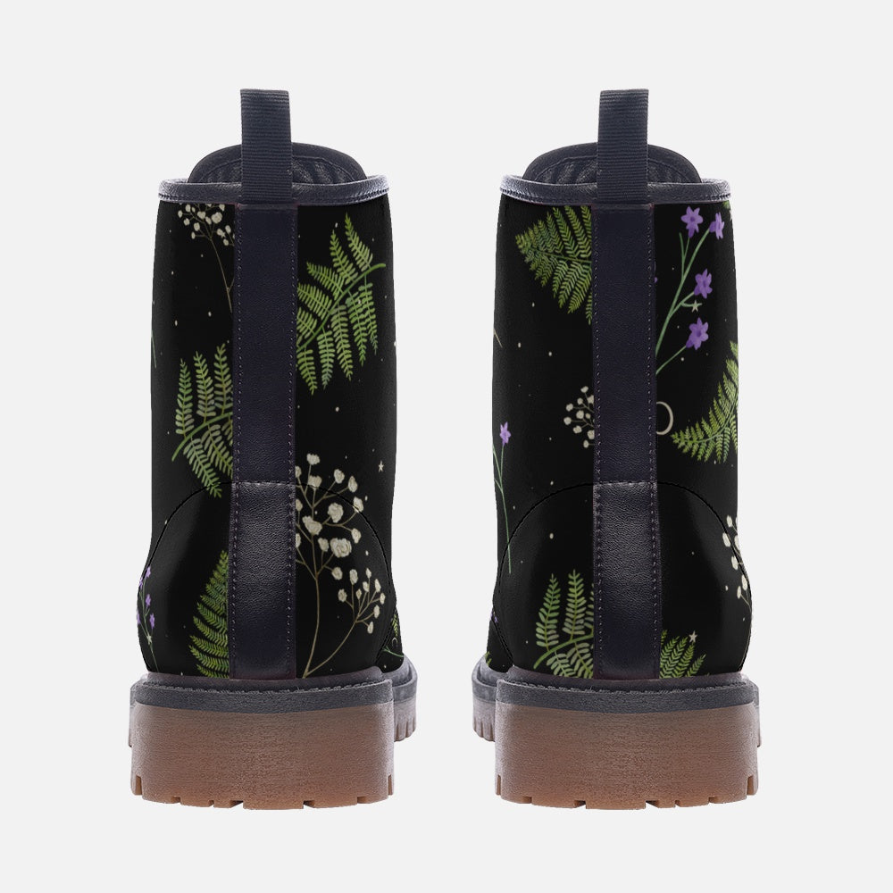 Fern Leaves-Women's Canvas Boots, Doc Style, Combat Boots, Hippie Boots orders