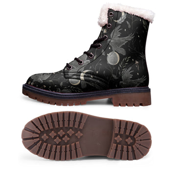 Ravens Of The Night On Black Lace Up Vegan Leather Winter Chukka Boots