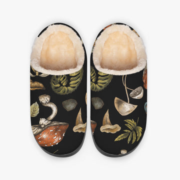 Forest Witch Aesthetic on Black Fluffy Bedroom Slippers