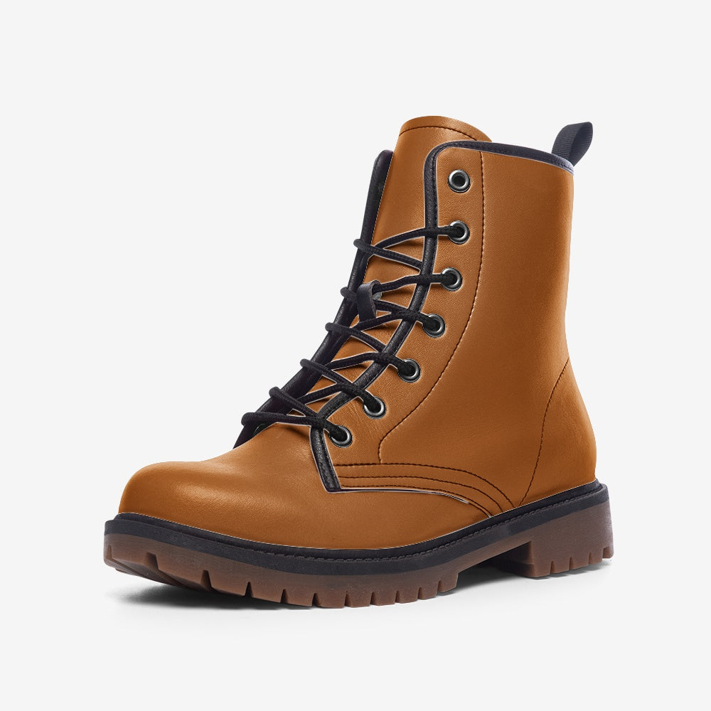 "Pumpkin Spice Latte" Warm Orange Vegan Leather Combat Boots