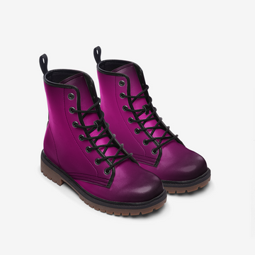 Hot Pink Gradient Vegan Leather Combat Boots