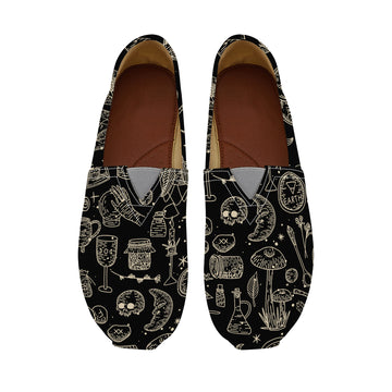 Witchcraft Tools Print Black Casual Flat Shoe
