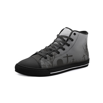 Gloomy Graveyard Vegan High Top Canvas Shoes