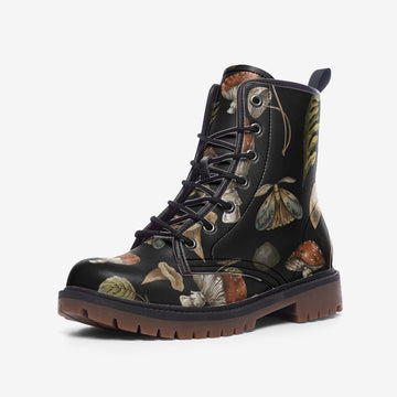 Forest Witch Aesthetic on Black Vegan Leather Boots