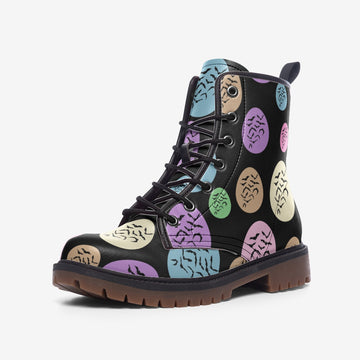 LIMITED EDITION | Pastel Goth Easter Eggs Print Vegan Leather Combat Boots