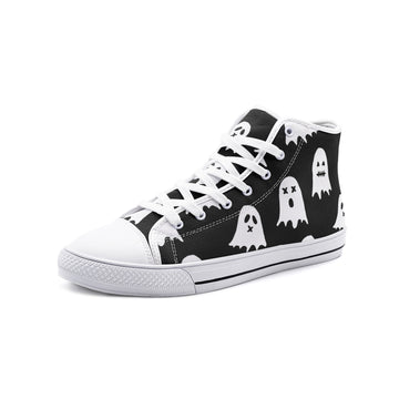 Ghosts Print Black Unisex High Top Canvas Shoes