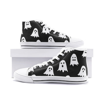 Ghosts Print Black Unisex High Top Canvas Shoes