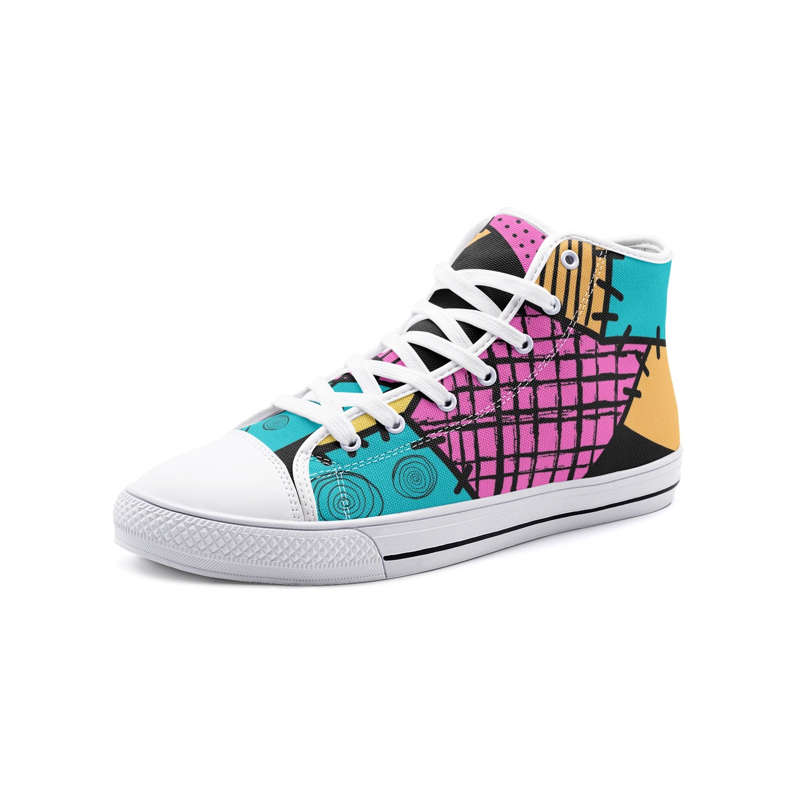 Sally Patchwork Dress Print High Top Vegan Canvas Shoes