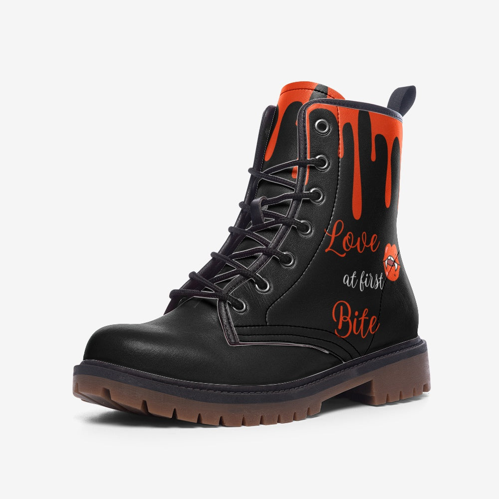 Love At First Bite Black Vegan Leather Combat Boots