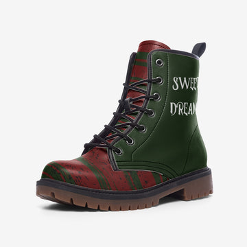 Sweet Dreams Freddy Kruegger Quote Vegan Leather Combat Boots