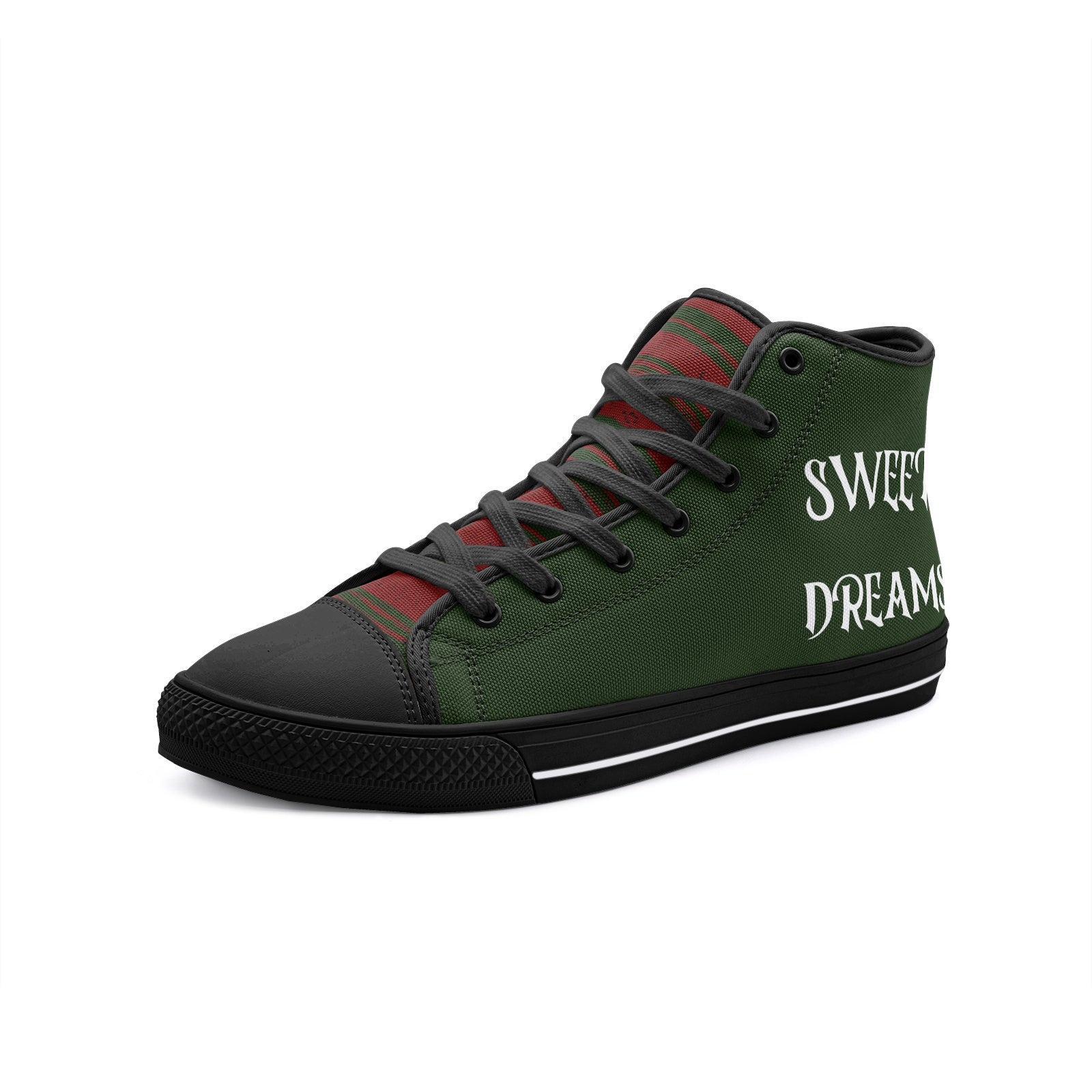 Sweet Dreams Freddy Krueger Quote Vegan High Top Canvas Shoes