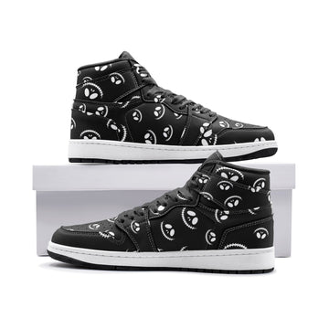 Scary Smiling Faces Patterned Black Vegan Sneaker