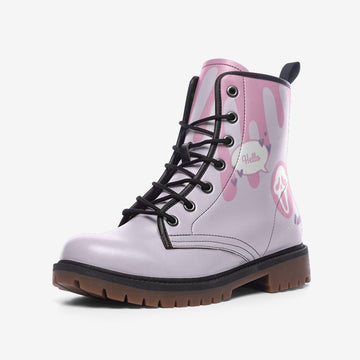 Pink Slime Ghostface Icon Soft Lavender Vegan Leather Combat Boots