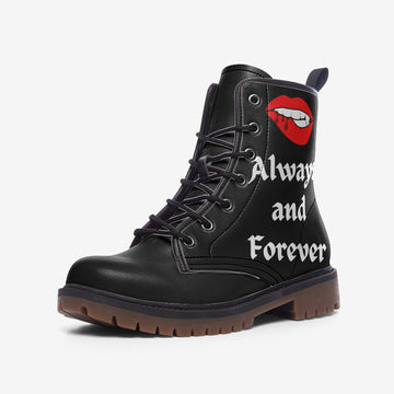 Always and Forever Black Vegan Leather Combat Boots