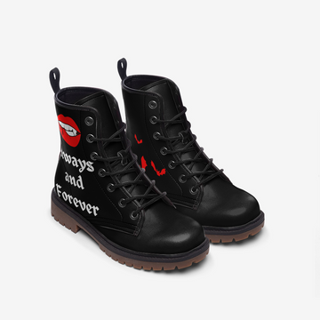 Always and Forever Black Vegan Leather Combat Boots