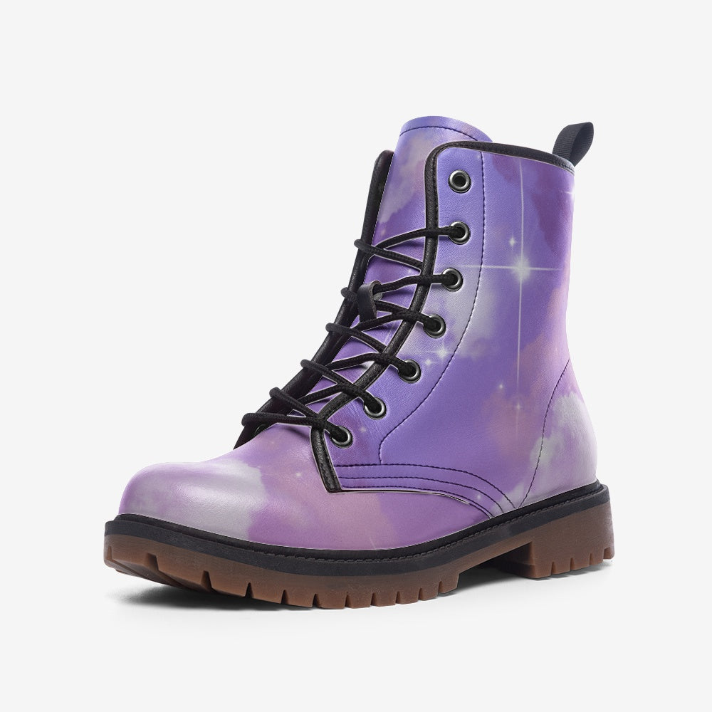 Purple Skies Vegan Leather Combat Boots