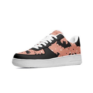 Black Bats White and Black Mini Stars Orange Pastel Low Top Vegan Leather Sneakers