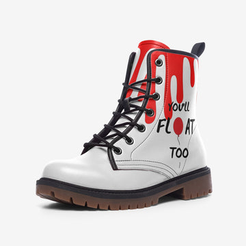 You'll Float Too Pennywise Quote Vegan Leather Combat Boots
