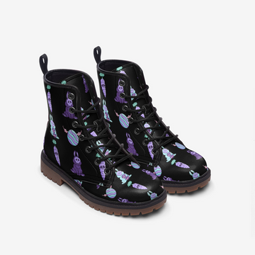 LIMITED EDITION | Pastel Goth Easter Aesthetic Print Vegan Leather Combat Boots